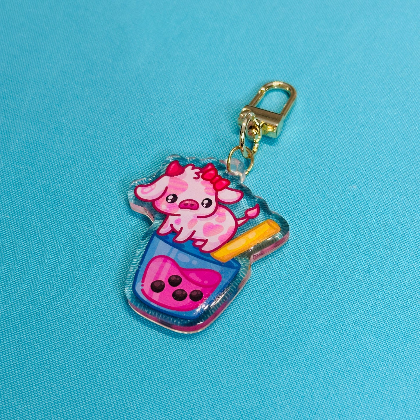 Strawberry Cow with Boba