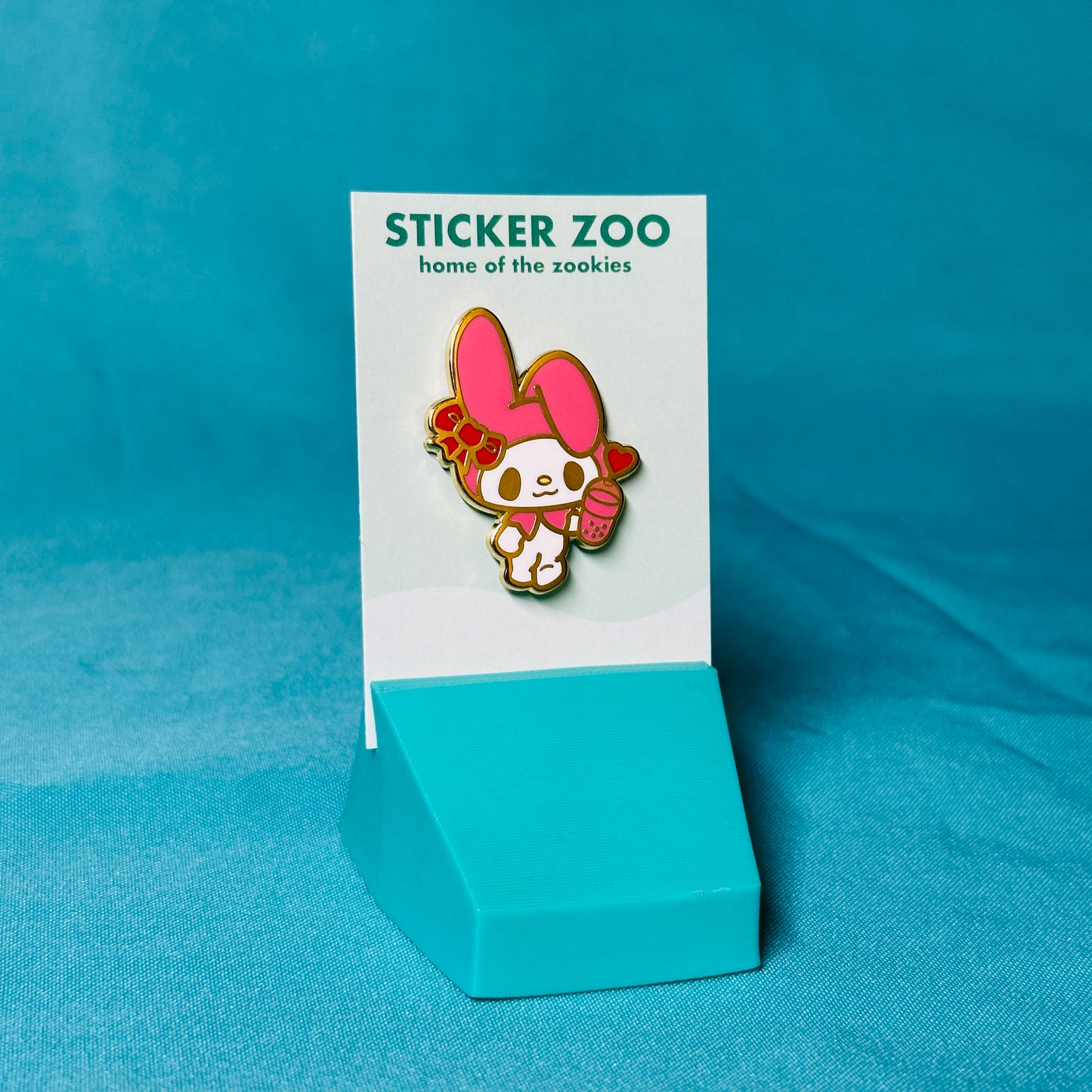 Pink Rabbit with Boba Pin
