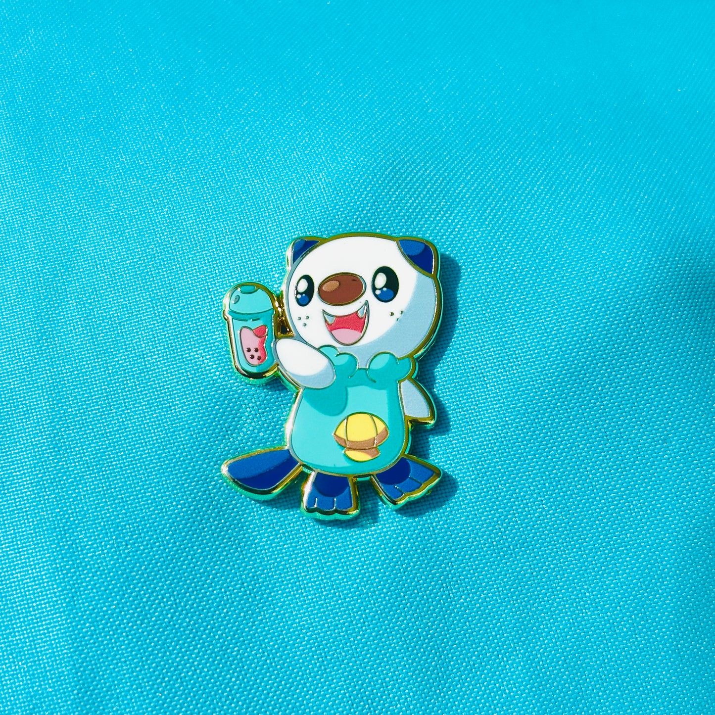 Blue Otter with Pink Boba Pin
