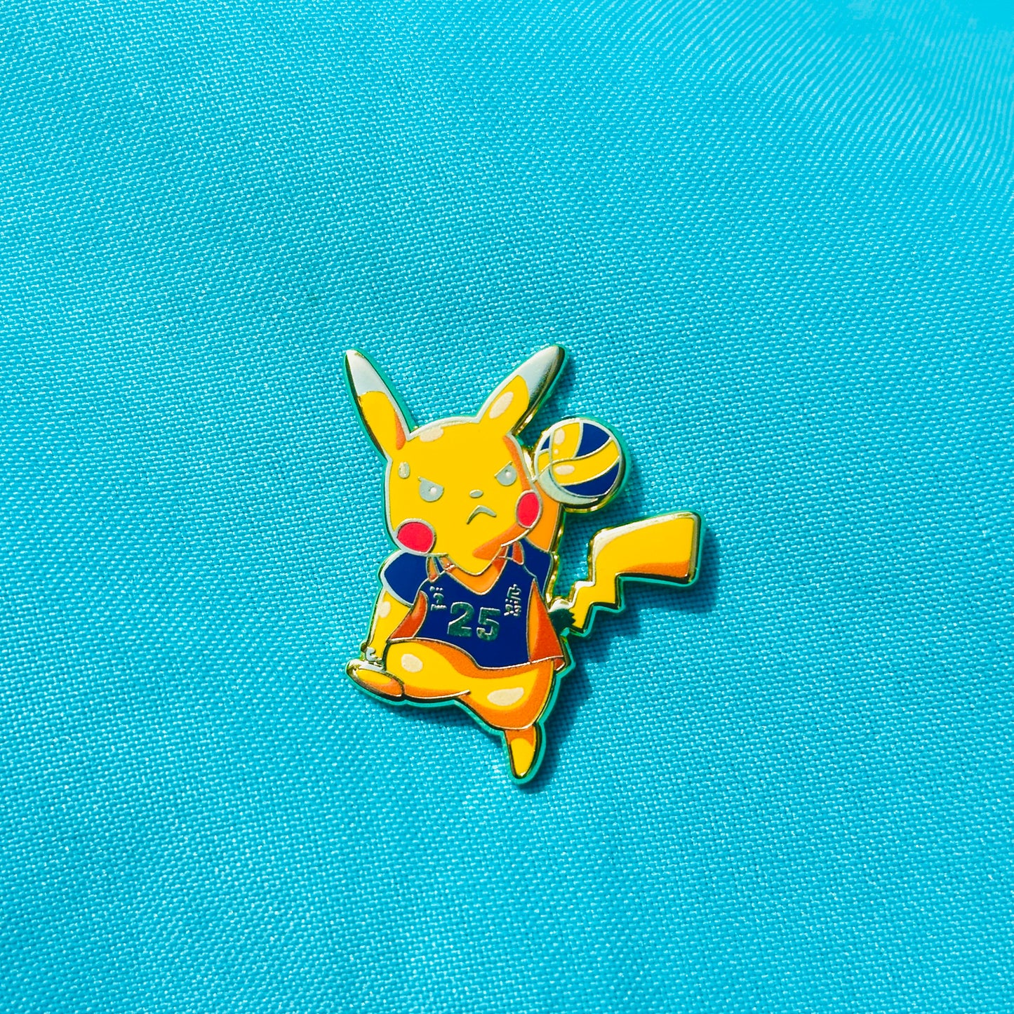 Yellow Chu Playing Volleyball Pin
