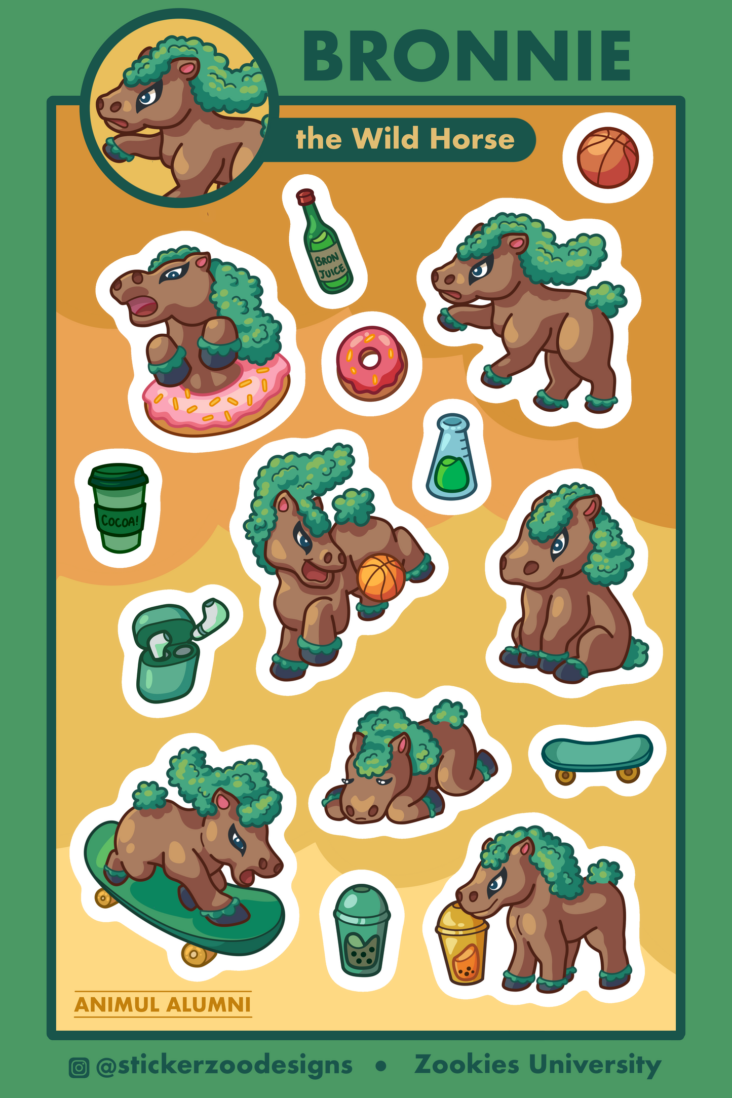 Bronnie Sticker Sheet (based on Pomona Bronco)