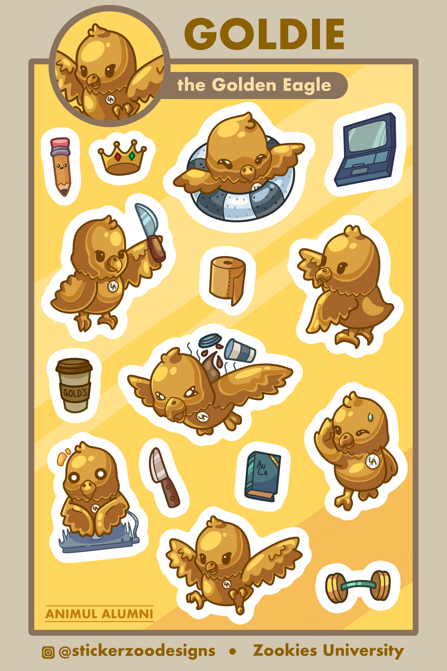 Goldie Sticker Sheet (based on LA Gold Eagles)