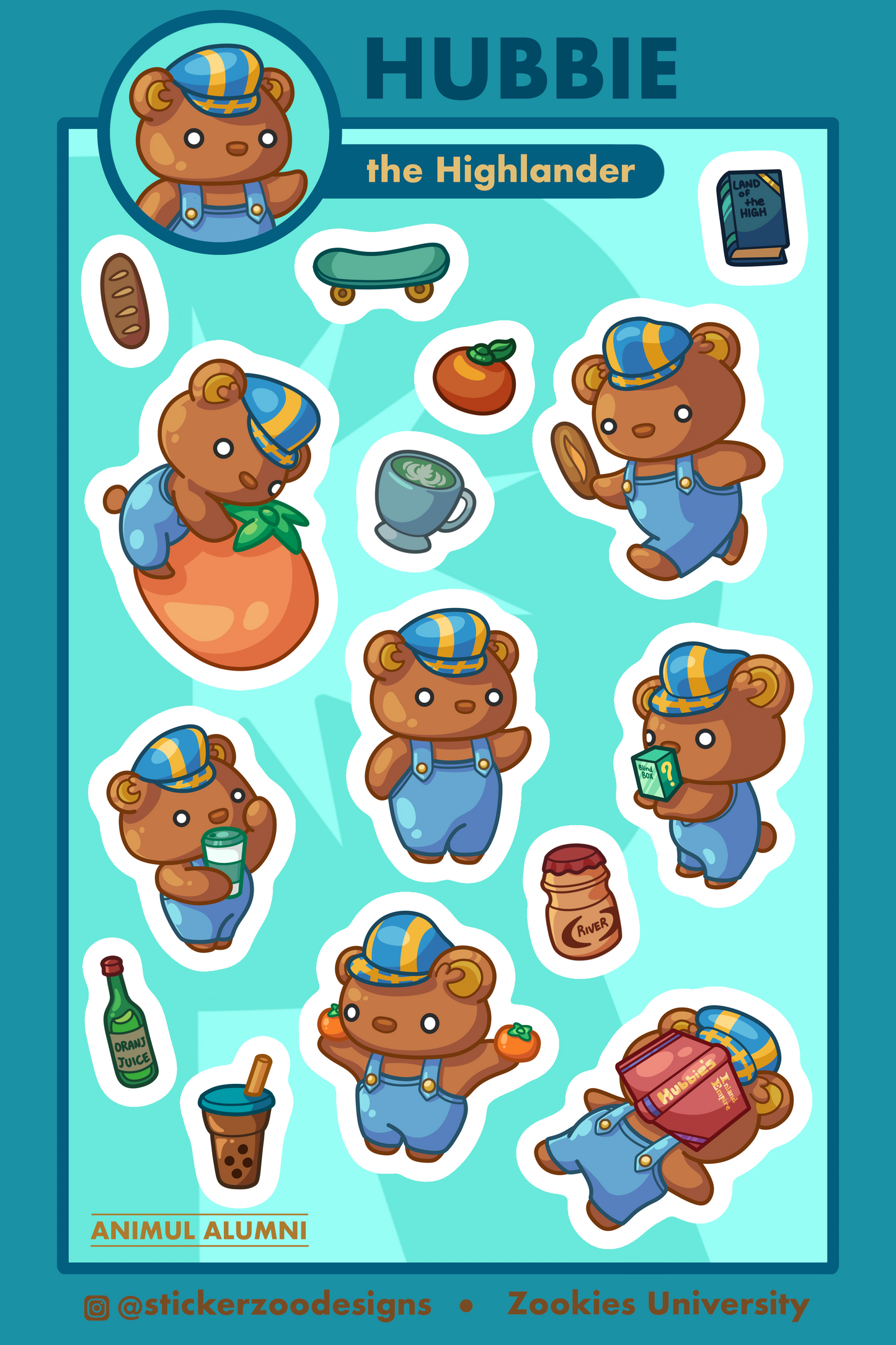 Hubbie Sticker Sheet (based on Riverside Highlander)