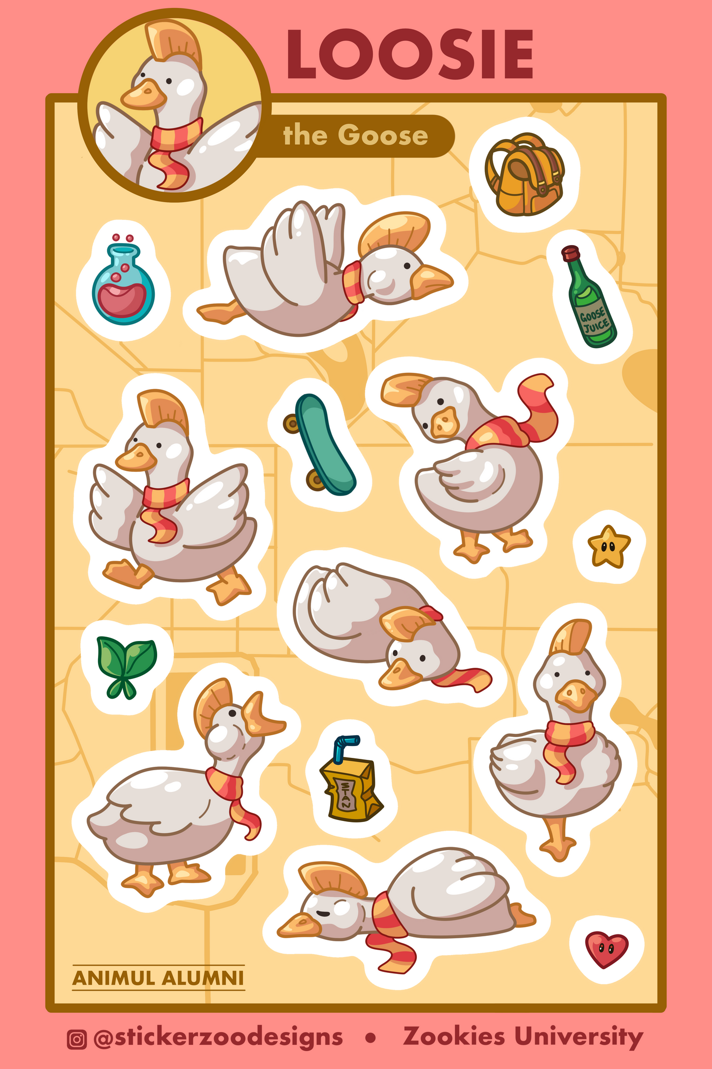 Loosie Sticker Sheet (based on Stanislaus State)