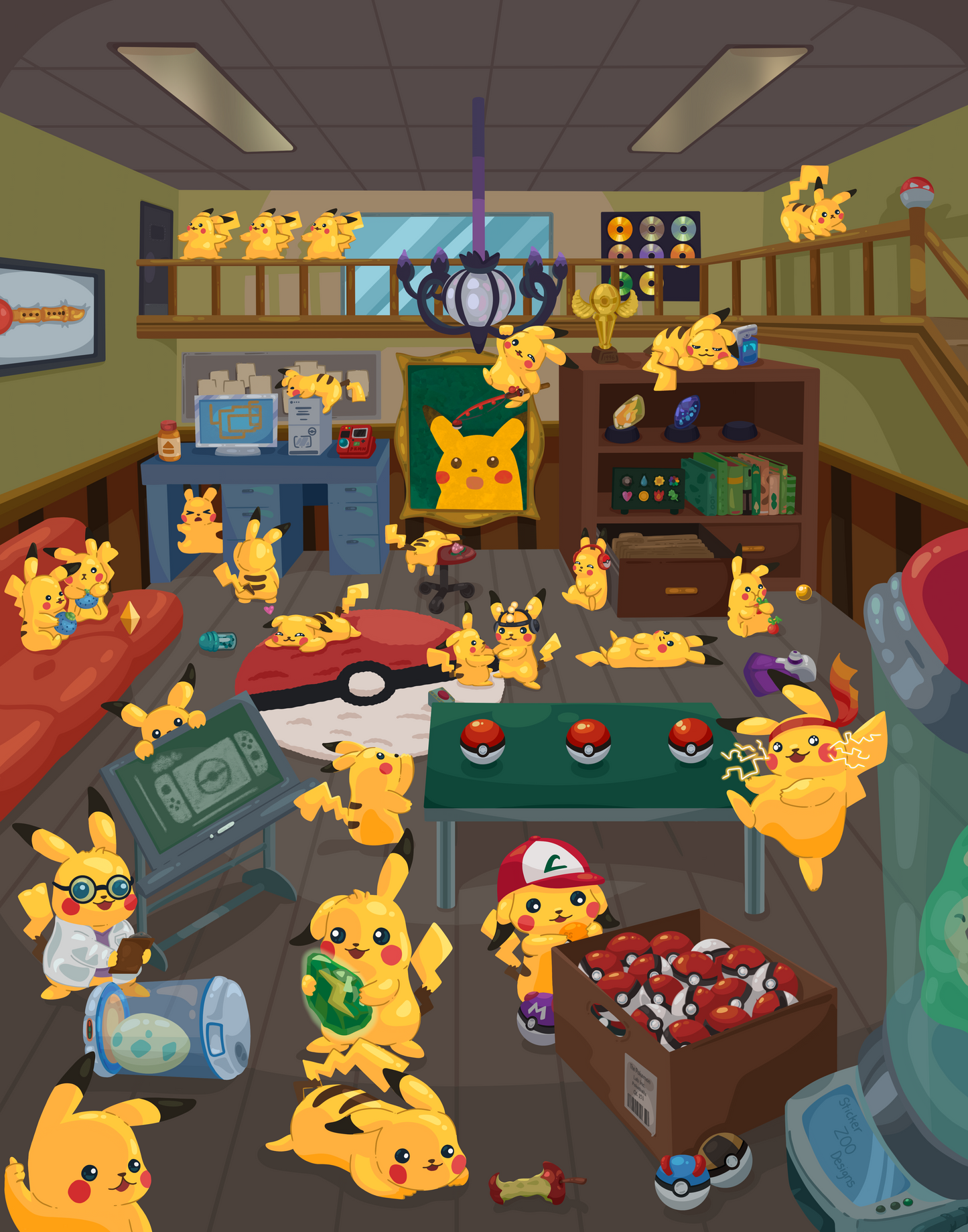 Attack of the Yellow Lab Rats Print