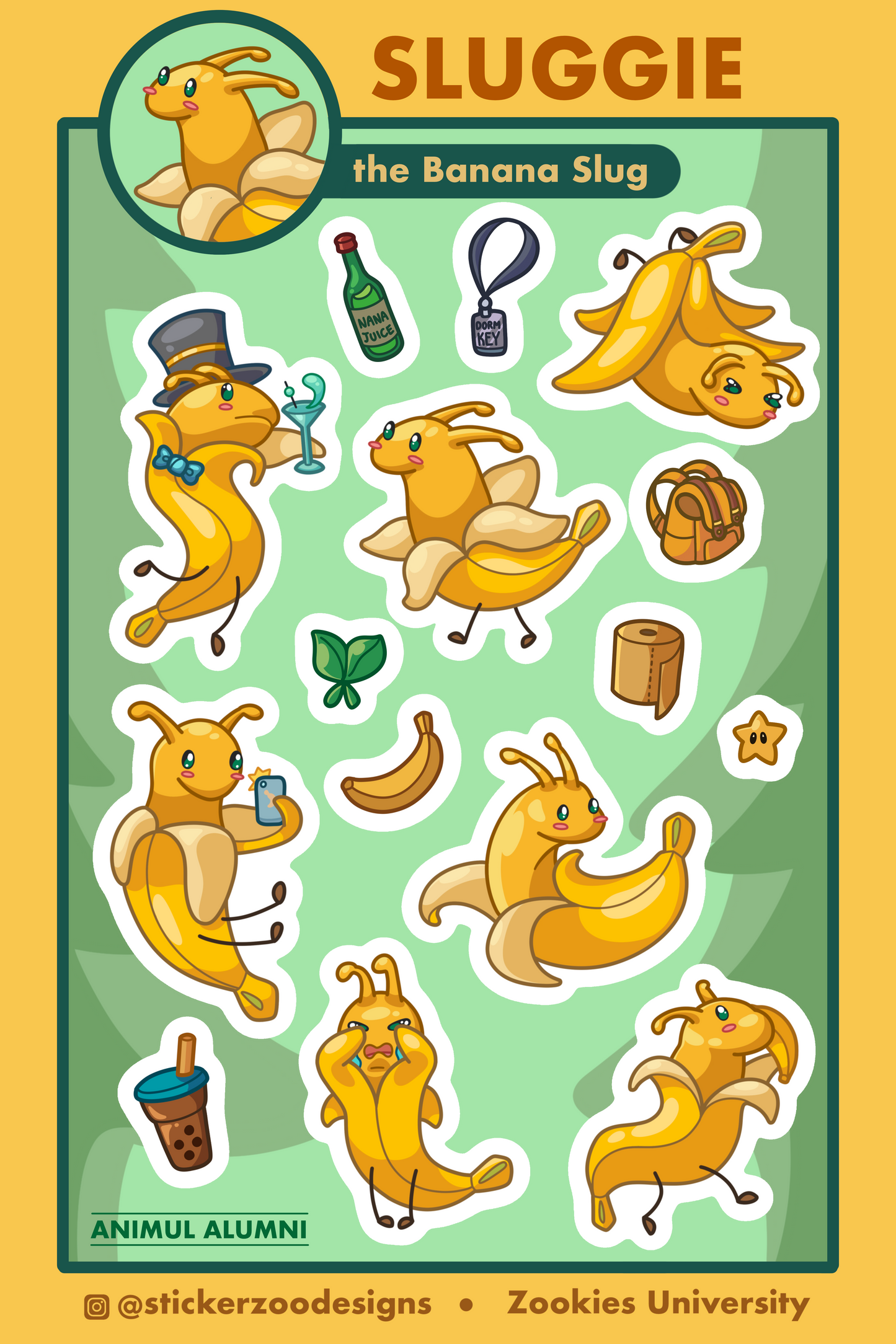 Sluggie Sticker Sheet (based on Santa Cruz Slugs)