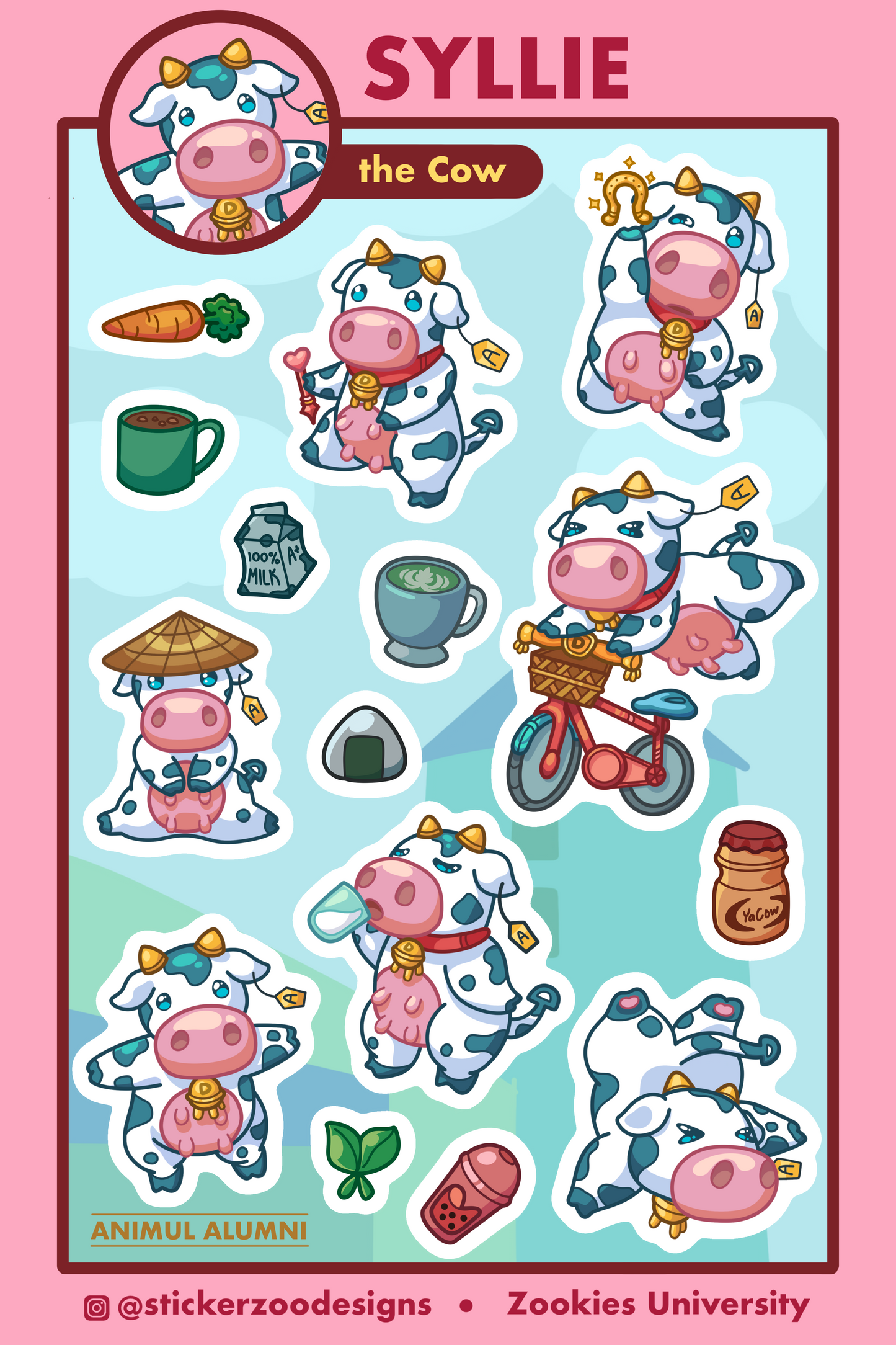 Syllie Sticker Sheet (based on Davis Cowtown)