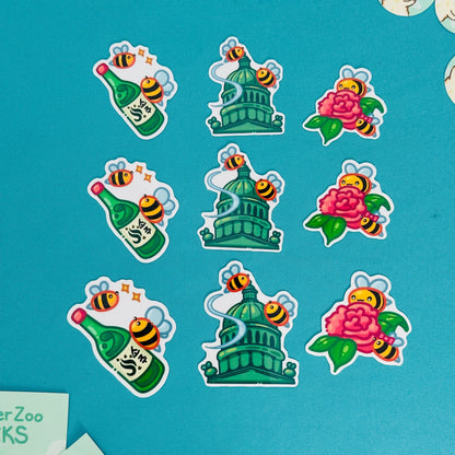 Bee Stickers inspired by Sac State Hornets (Ver.2)