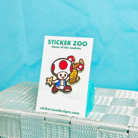 Mushroom with Boba and Coins Pin
