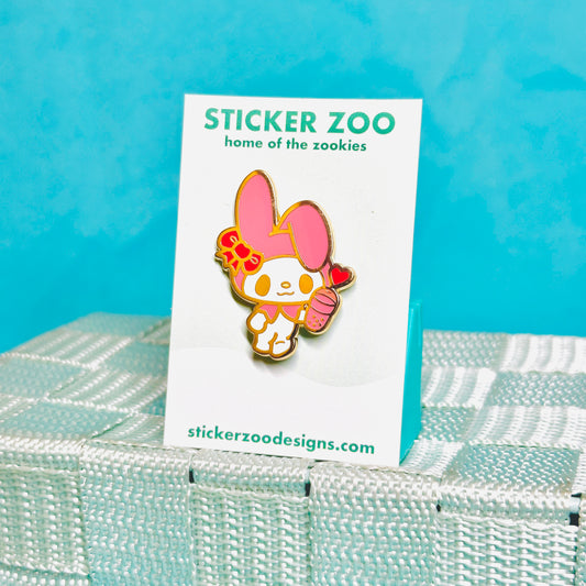 Pink Rabbit with Boba Pin