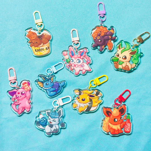 Fox and Cat Buddies Keychains