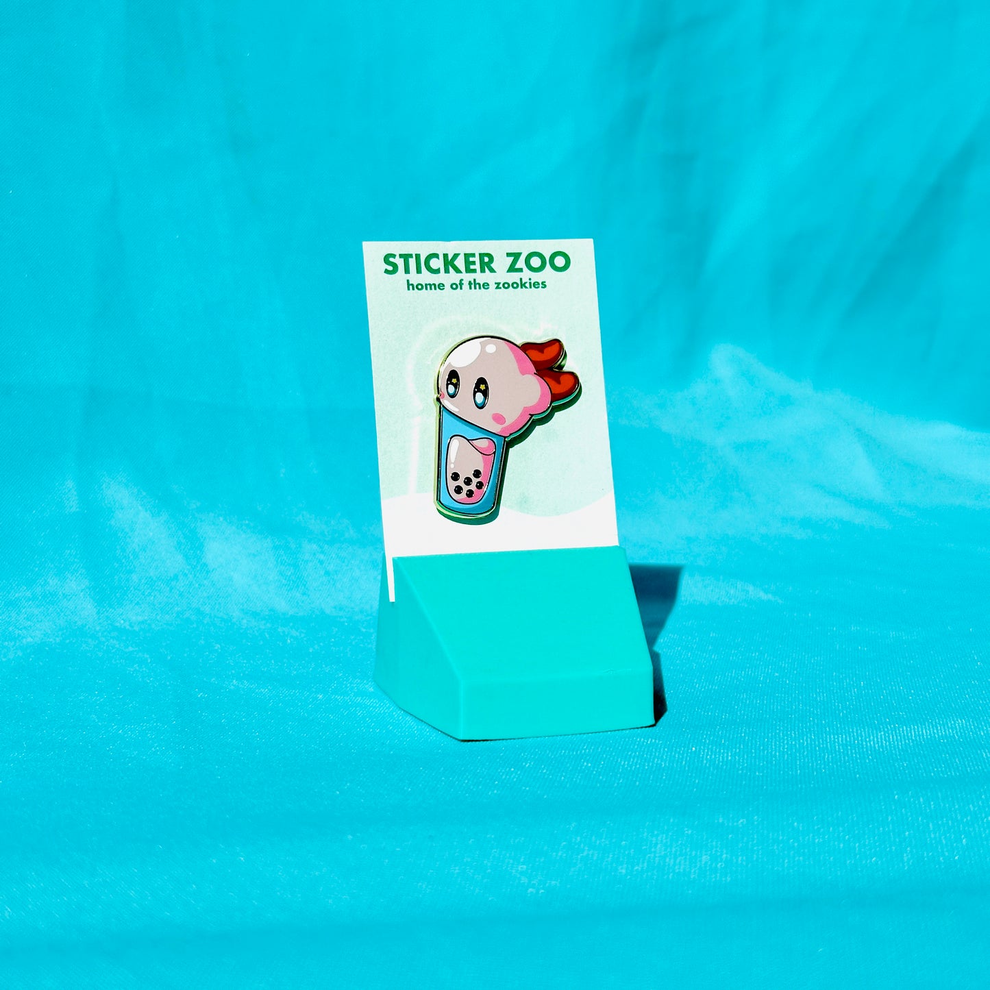 Pink Blob Swallowing Boba Pin