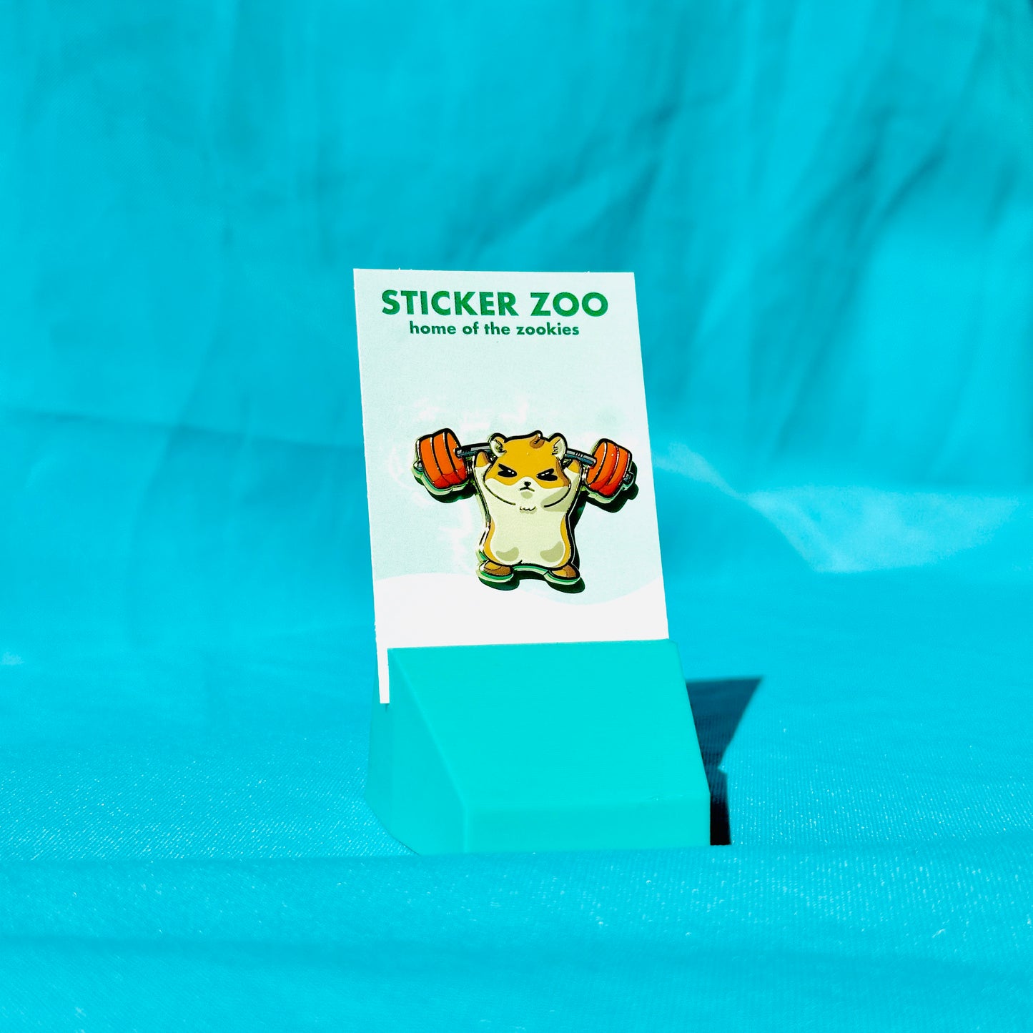 Hemmy the Hamster Lifting Weights Pin