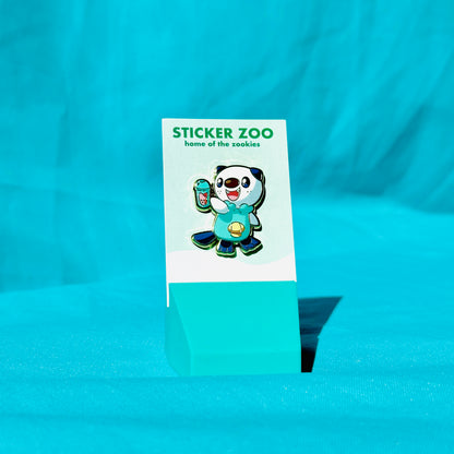 Blue Otter with Pink Boba Pin