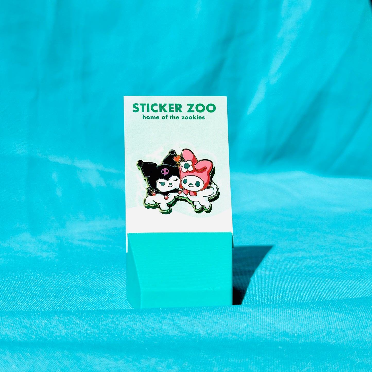 Black and Pink Rabbit Duo Pin