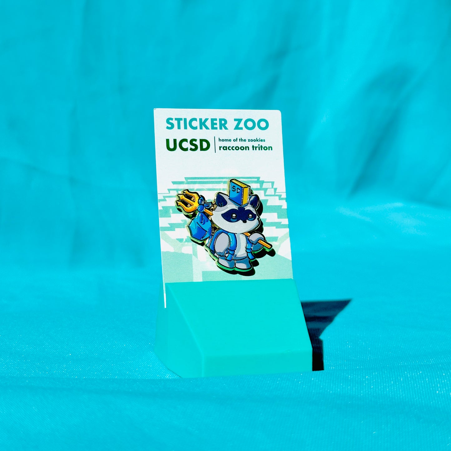 Raccoon Carrying Trident Bookbag based on UC San Diego Pin