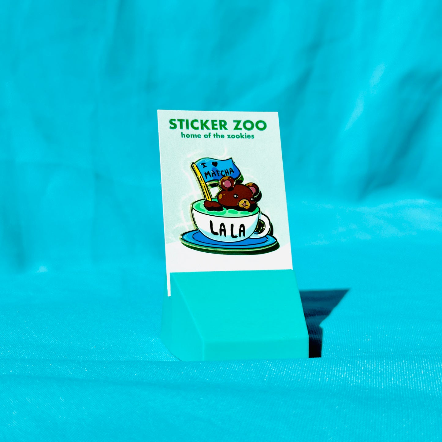 Bear Swimming in Matcha LALA based on UCLA Pin