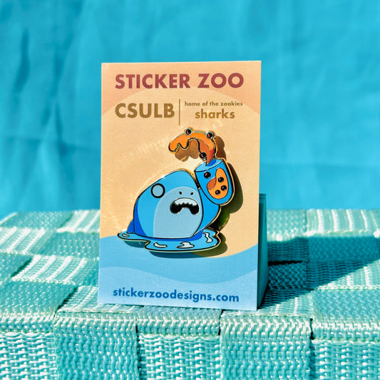 Shark Grabbing Thai Boba Tea based on CSU Long Beach Pin