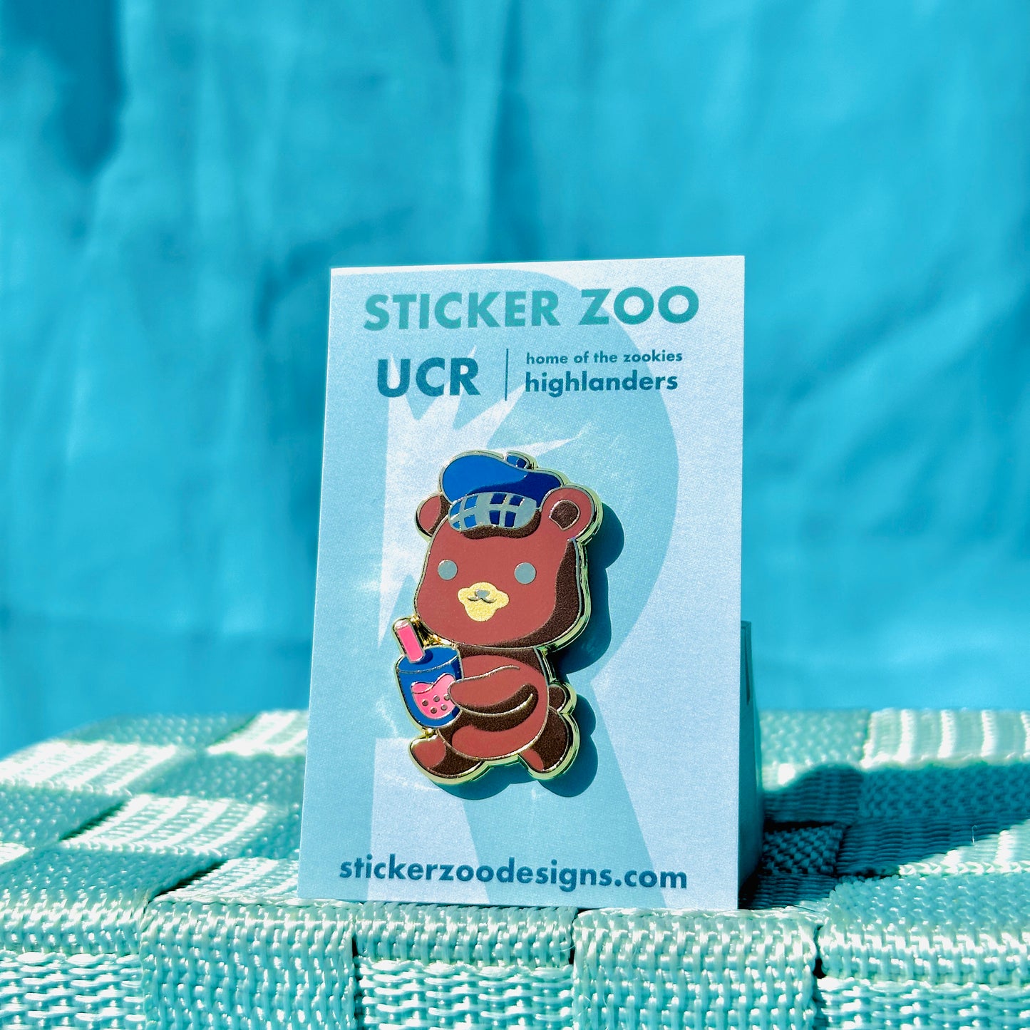 Bear Carrying Boba based on UC Riverside Pin