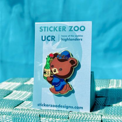 Bear Spilling Soju based on UC Riverside Pin