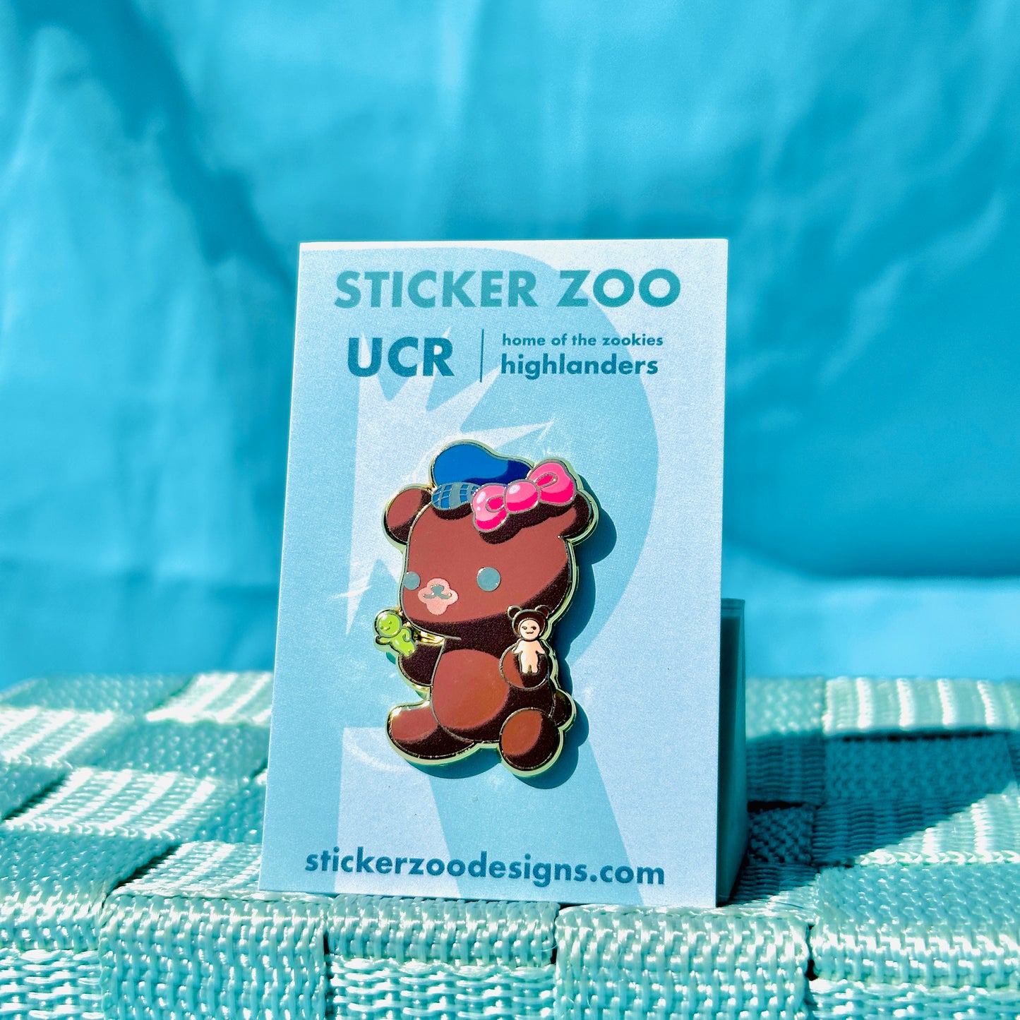 Bear with Smisk and Sonny based on UC Riverside Pin