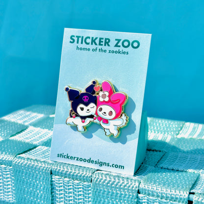 Black and Pink Rabbit Duo Pin