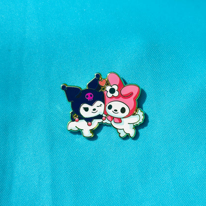 Black and Pink Rabbit Duo Pin