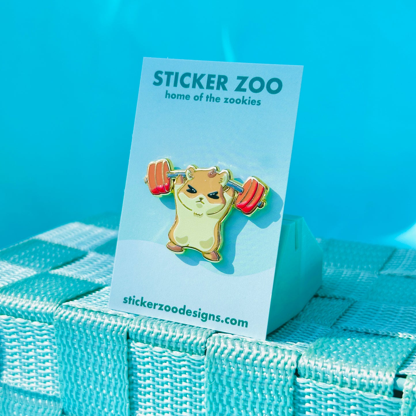 Hemmy the Hamster Lifting Weights Pin