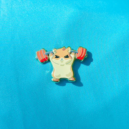 Hemmy the Hamster Lifting Weights Pin