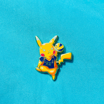 Yellow Chu Playing Volleyball Pin
