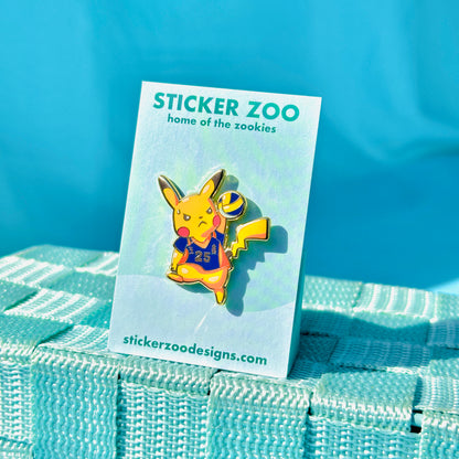 Yellow Chu Playing Volleyball Pin