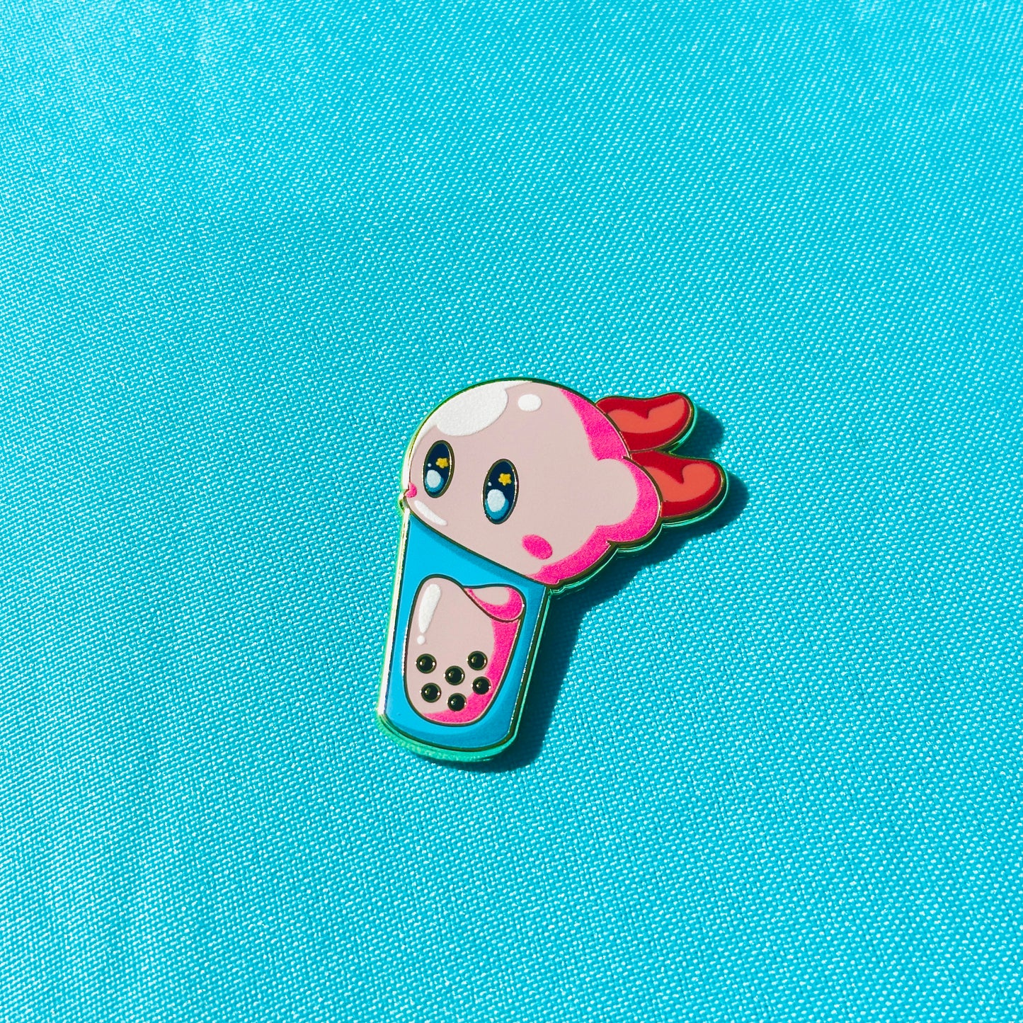 Pink Blob Swallowing Boba Pin