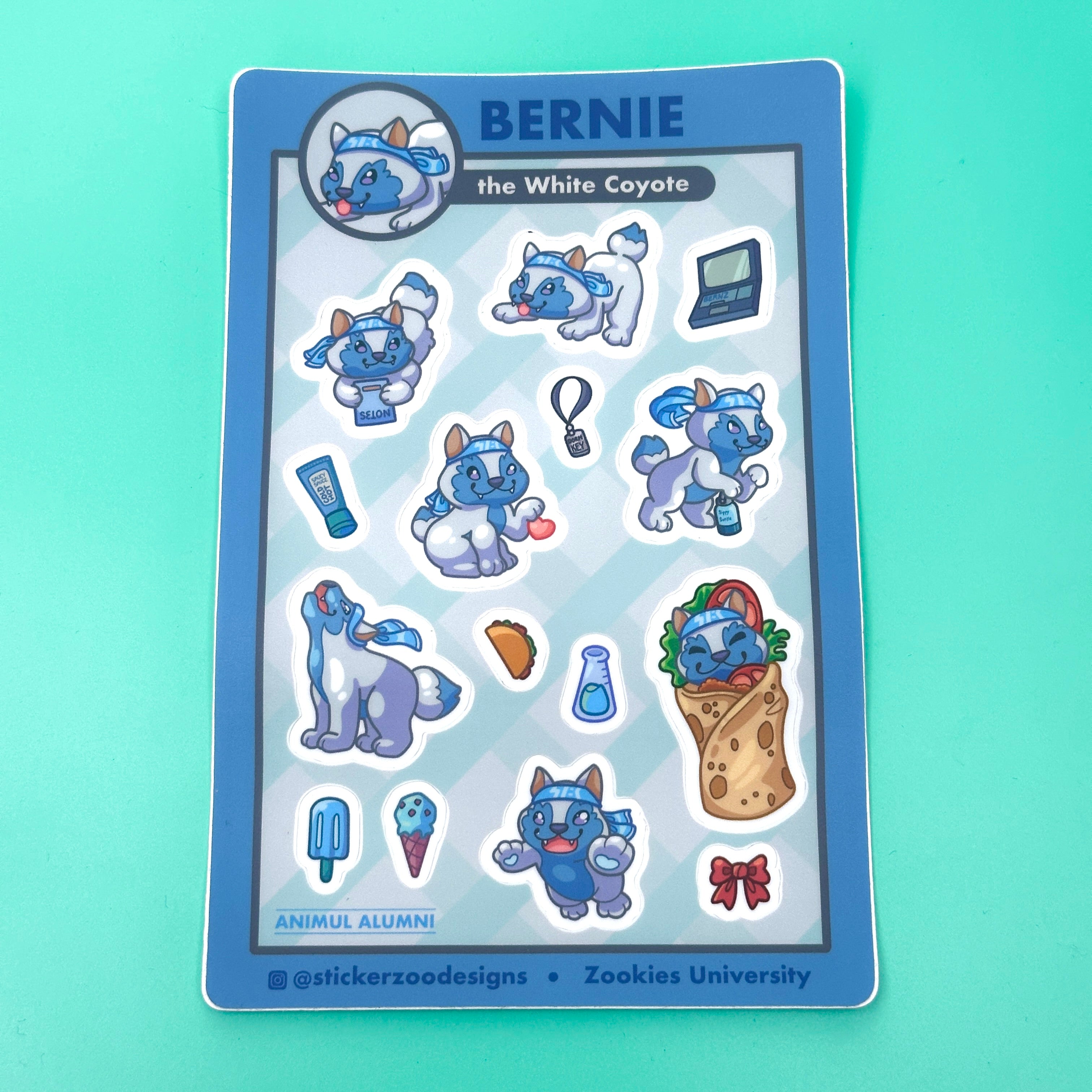 Bernie Sticker Sheet inspired by Coyote – Sticker Zoo Designs