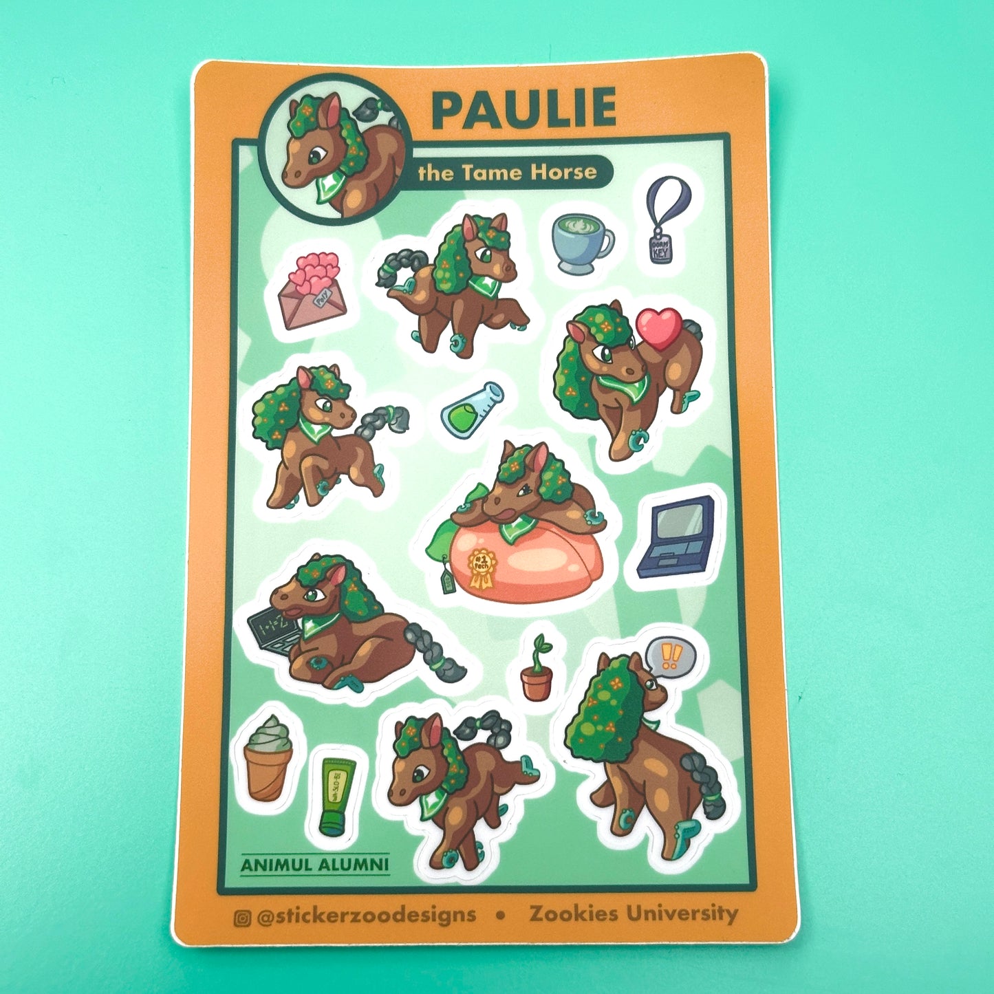 Paulie Sticker Sheet (based on San Luis Obispo Mustang)
