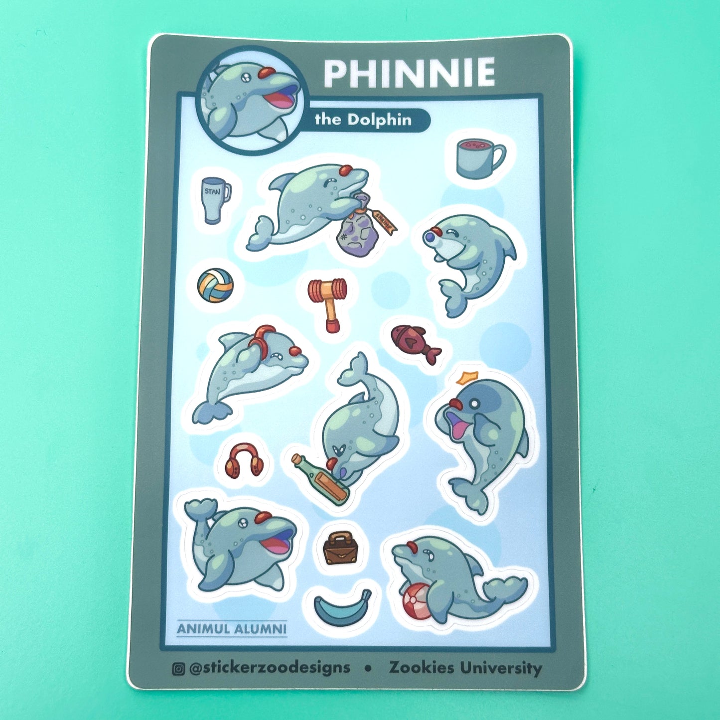 Phinnie Sticker Sheet (based on Channel Islands Dolphin)