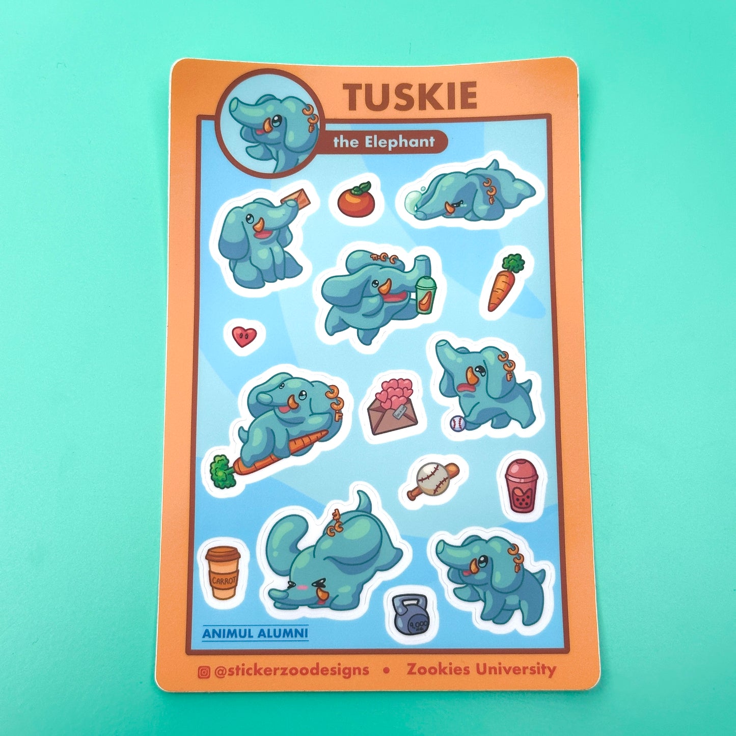 Tuskie Sticker Sheet (based on Fullerton Elephant)