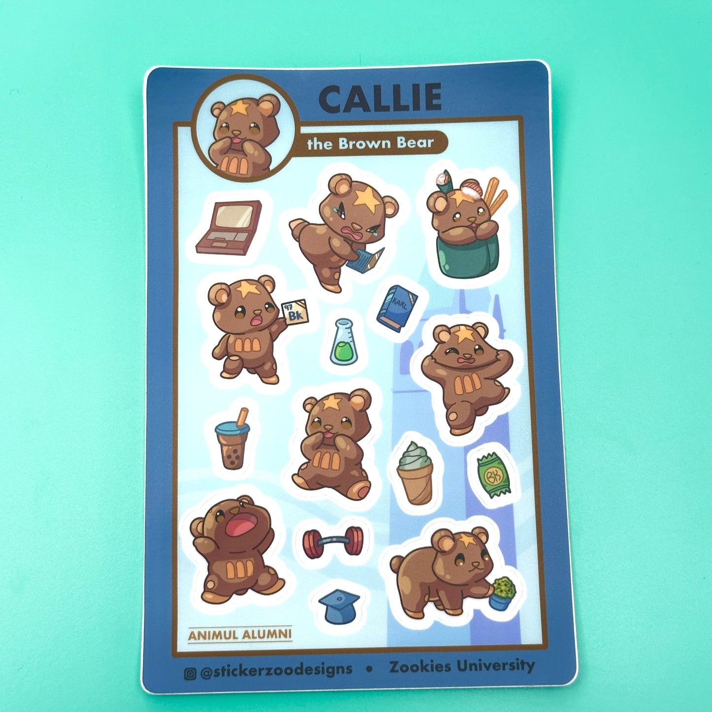 Callie Sticker Sheet (based on Berkeley Bear)