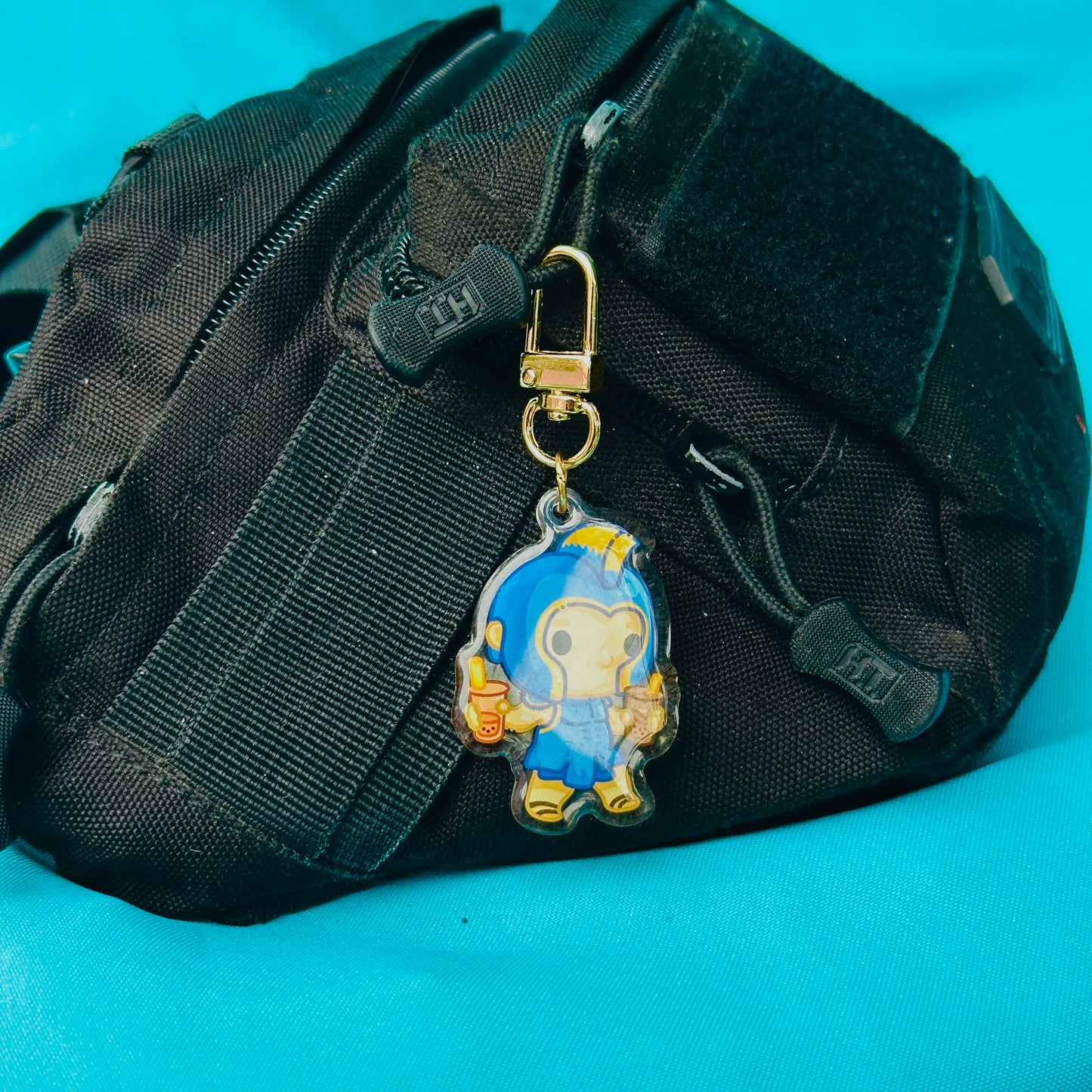 Blue Spartan Holding Boba (inspired by SJSU)