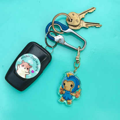 Blue Spartan Holding Boba (inspired by SJSU)