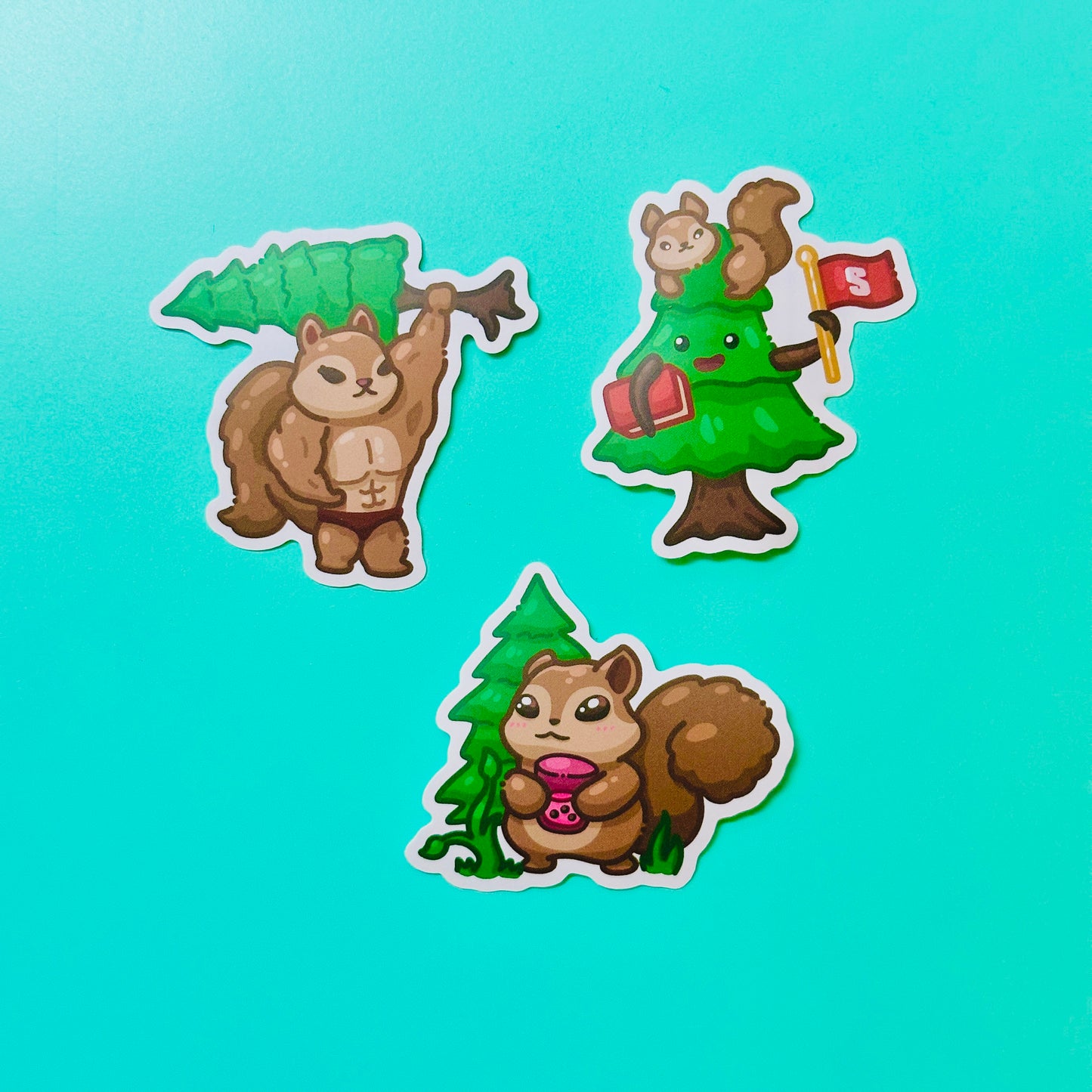 Squirrel Stickers inspired by Stanford Tree