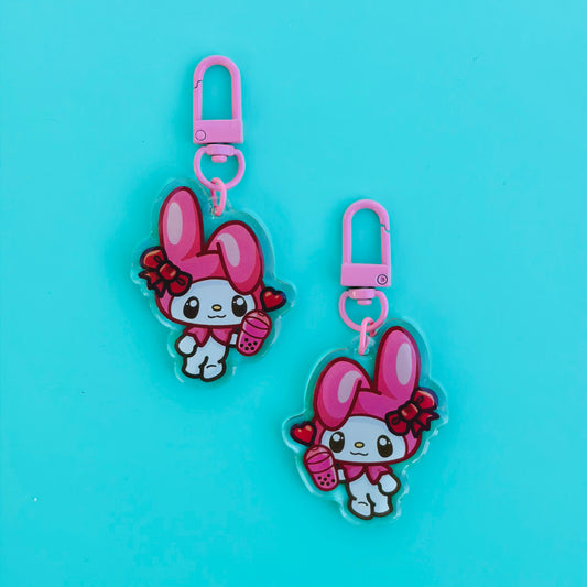 Cute Pink Cat Drinking Boba