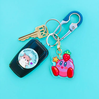 Cute Pink Blob holding Strawberry