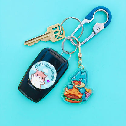 A lazy baby that loves to eat burgers and fries.