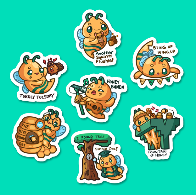Hunnie Stickers (Honeybee Sac State from 9/9)