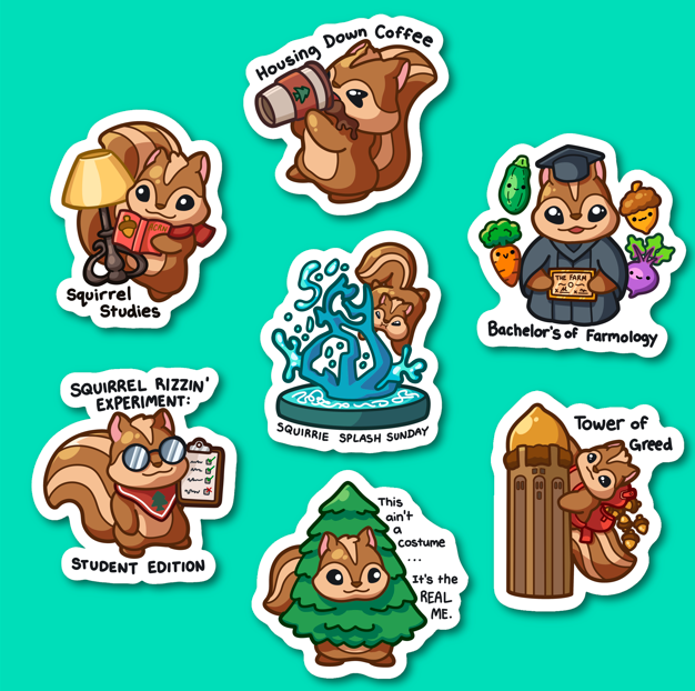 Squirrie Stickers (Squirrels of Stanford from 9/28)