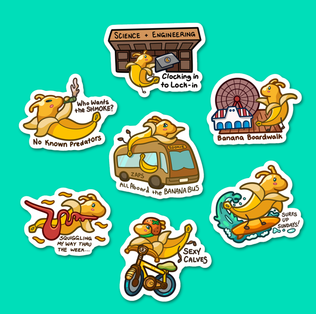 Sluggie Stickers (Banana Slug Santa Cruz from 9/30)