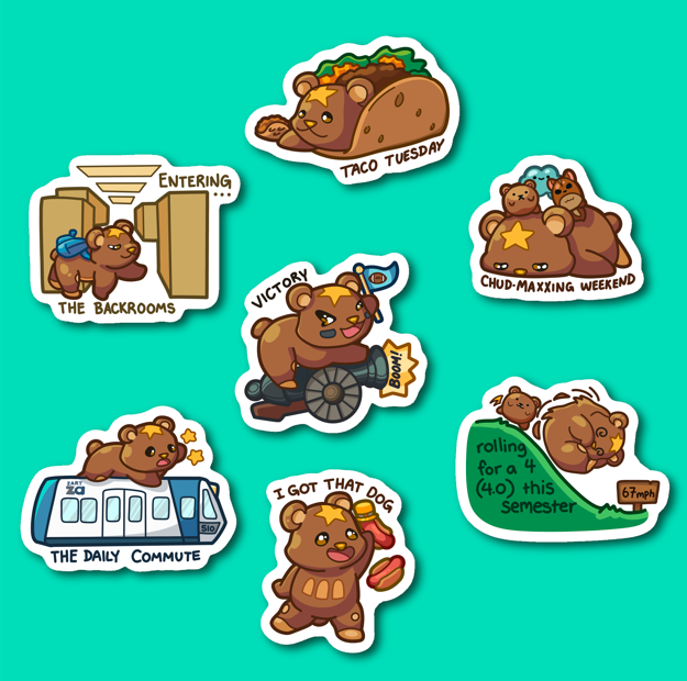 Callie Stickers (Bear Berkeley from 10/1)