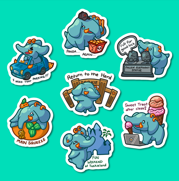 Tuskie Stickers (Elephant Fullerton from 10/6)