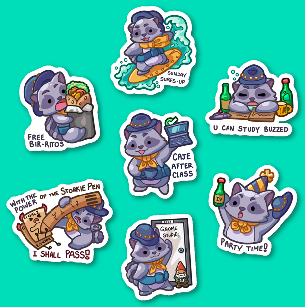 Ivvie Stickers (Cowboy Raccoon Santa Barbara from 10/14)
