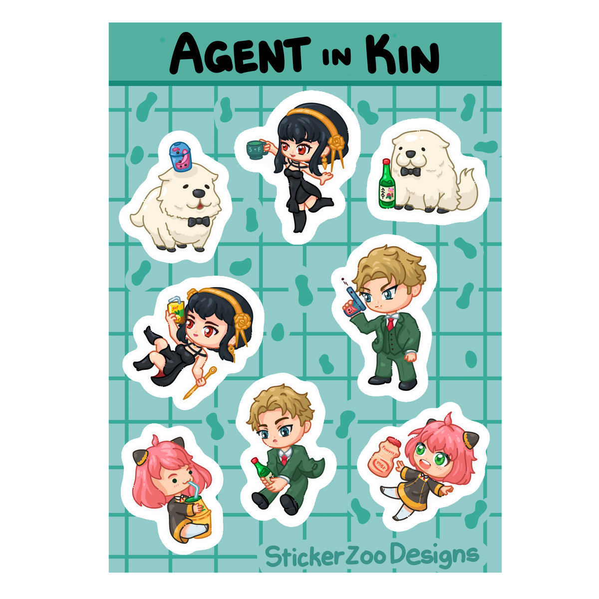 Telecell Sticker Design Agent Agent in Kin Sheet – Sticker Zoo Designs